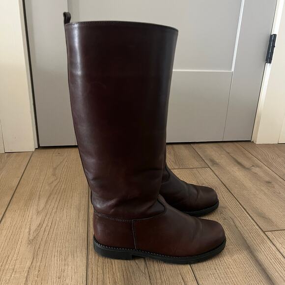 Eddie Bauer Dark Brown Leather Riding Boots Women's #412 Size 7 W - Picture 1 of 9